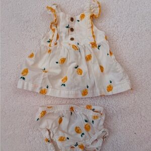 Lemon Print Baby Dress and Bloomers Set